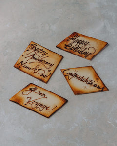 Chocolate writing on Marzipan Plaque